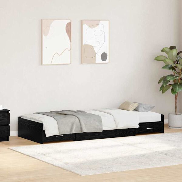 vidaXL Bed Frame with Headboard Black Oak 90 x 200 cm Engineered Wood