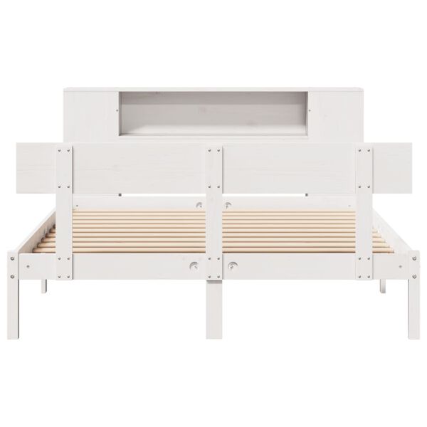 vidaXL Bookcase Bed without Mattress White 120x190 cm Small Double Solid Wood Pine