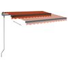 vidaXL Manual Retractable Awning with LED 3.5x2.5 m Orange and Brown
