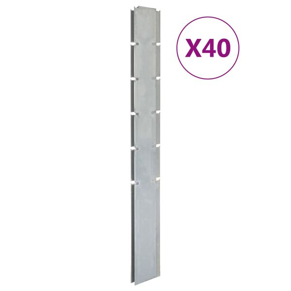 vidaXL Garden Fence Posts 40 pcs Silver 160 cm&nbsp;Galvanised Steel