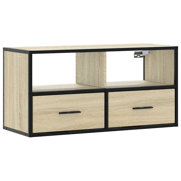 vidaXL TV Cabinet Sonoma Oak 80x31x39.5 cm Engineered Wood and Metal