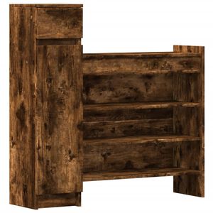 vidaXL Shoe Cabinet Smoked Oak 100.5x28x100 cm Engineered Wood