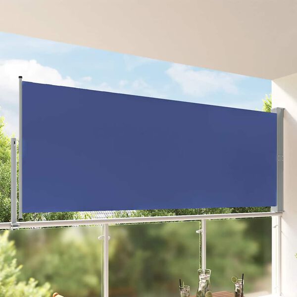 vidaXL Patio Retractable Side Awning 140 x 300 cm Blue