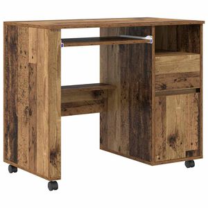 vidaXL Desk with Wheels Old Wood 91 x 50 x 77 cm Engineered Wood
