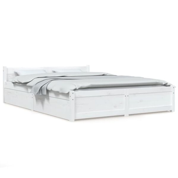 vidaXL Bed Frame without Mattress with Drawers White 140x190 cm (815025+814995)