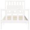 vidaXL Bed Frame without Mattress White Single Solid Wood Pine
