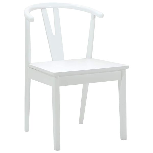 vidaXL Dining Chair 2 pcs White and White Solid Rubber Wood