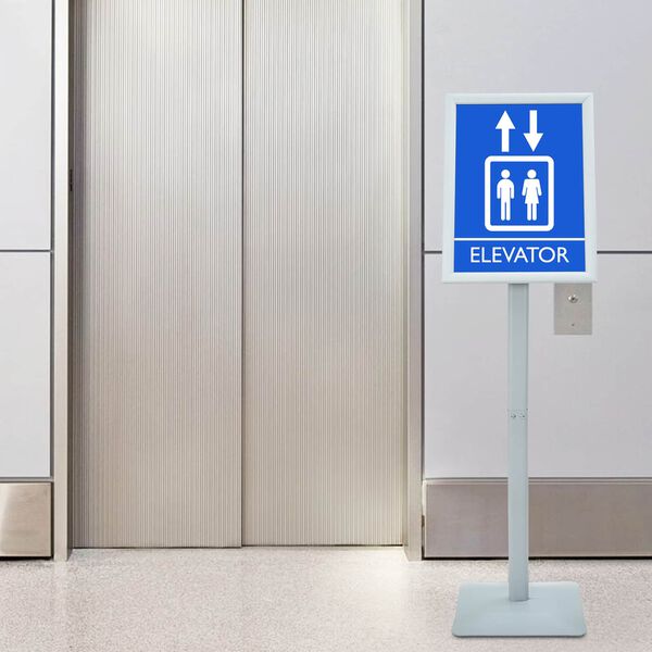 vidaXL Pedestal Poster Stand Silver 32.5 x 27 x 126 cm