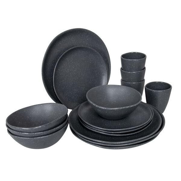 Bo-Camp 16 Piece Tableware Hoxton Melamine Dark grey