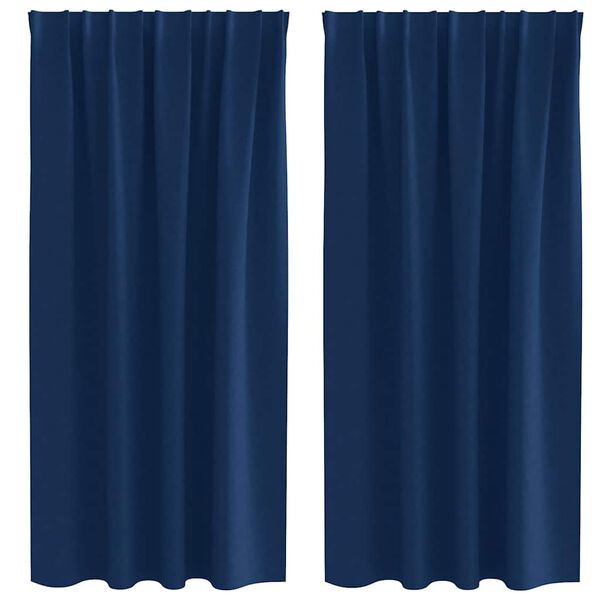 vidaXL Blackout Curtains with Rings 2 pcs Dark Blue 175 x 140 cm