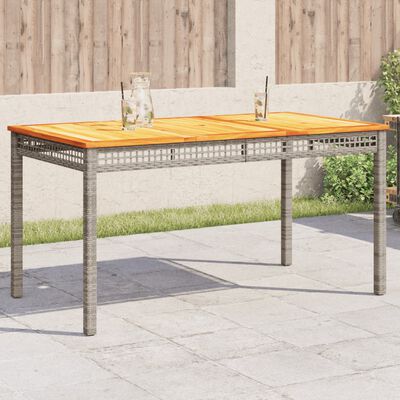vidaXL Garden Table Grey 140x80x75 cm Poly Rattan Acacia Wood