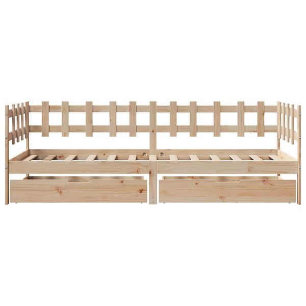 vidaXL Daybed with Drawers without Mattress 90x200 cm Solid Wood