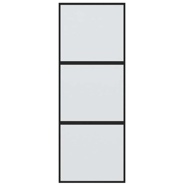 vidaXL Sliding Door Black 76x205 cm Tempered Glass and Aluminium