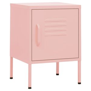 vidaXL Nightstand | Pink | Steel | Small | Levelers | Nightstand | Square