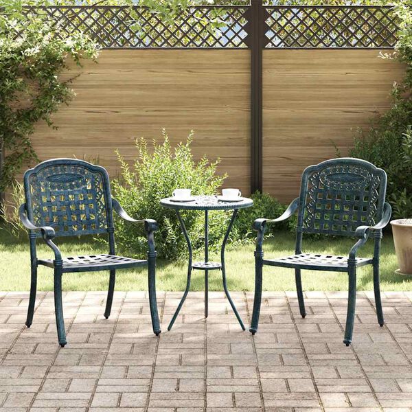 vidaXL Garden Chair 2 pcs Green 55 x 56.5 x 91cm Aluminium