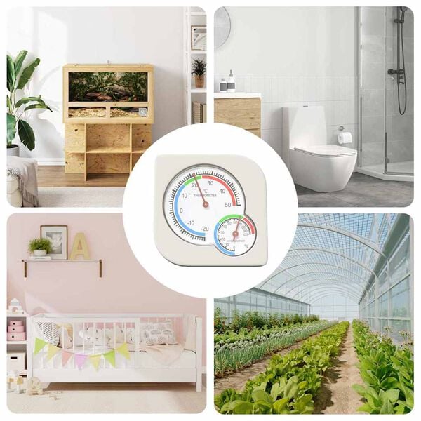 vidaXL Thermo Hygrometer White 7.5 x 7.5 x 1.2 cm ABS