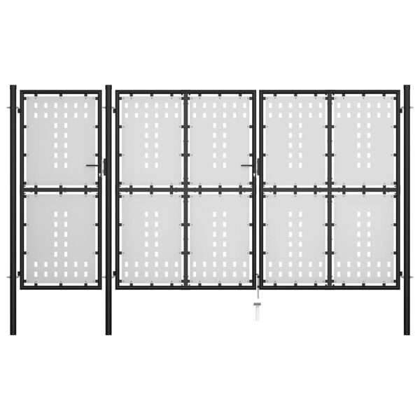 vidaXL Garden Gate Steel 400x175 cm Black