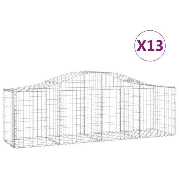 vidaXL Arched Gabion Baskets 13 pcs 200x50x60/80 cm Galvanised Iron
