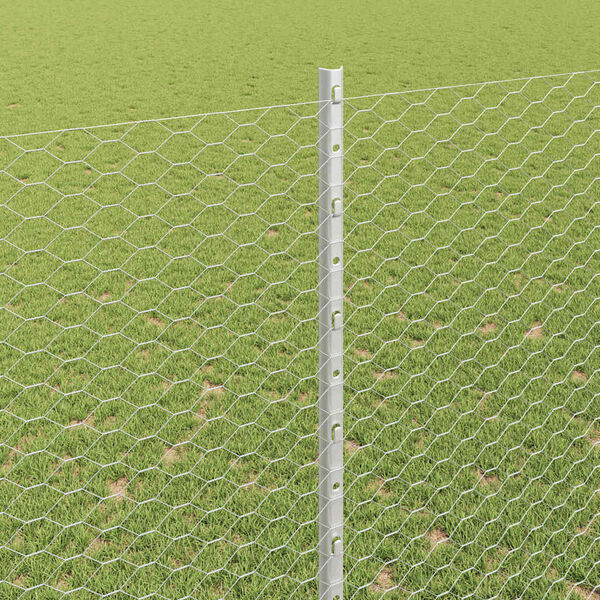 vidaXL Fence with Post Silver 1.5 x 50 m Steel