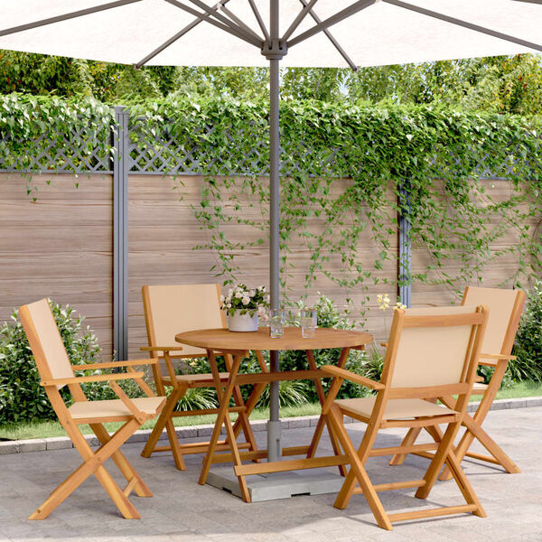 vidaXL 5 Piece Garden Dining Set Beige Fabric and Solid Wood