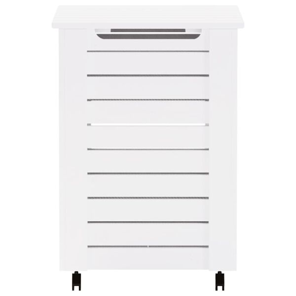 vidaXL Laundry Basket with Wheels RANA White 45x45x64 cm Solid Wood Pine
