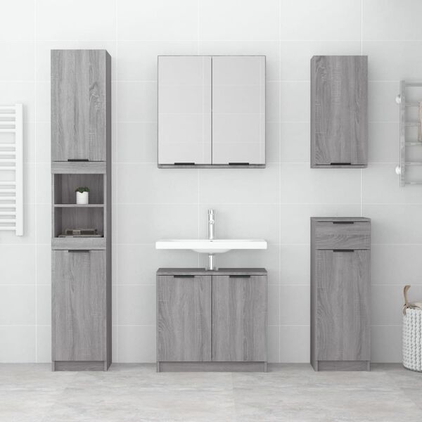 vidaXL Bathroom Cabinet Grey Sonoma 64.5x33.5x59 cm Engineered Wood