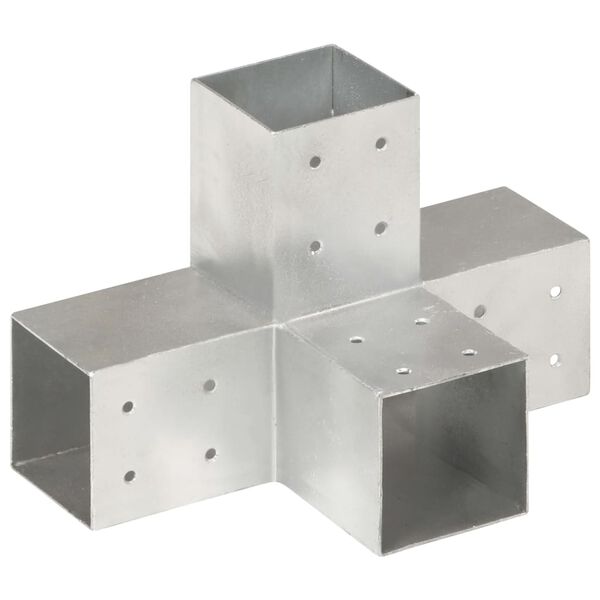 vidaXL Post Connectors 4 pcs X Shape Galvanised Metal 81x81 mm