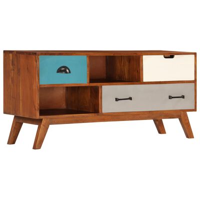vidaXL TV Cabinet with 3 Drawers 110x35x50 cm Solid Acacia Wood