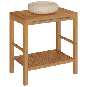 vidaXL Vanity Cabinet | Natural Teak | Teak Wood, Marble | Medium