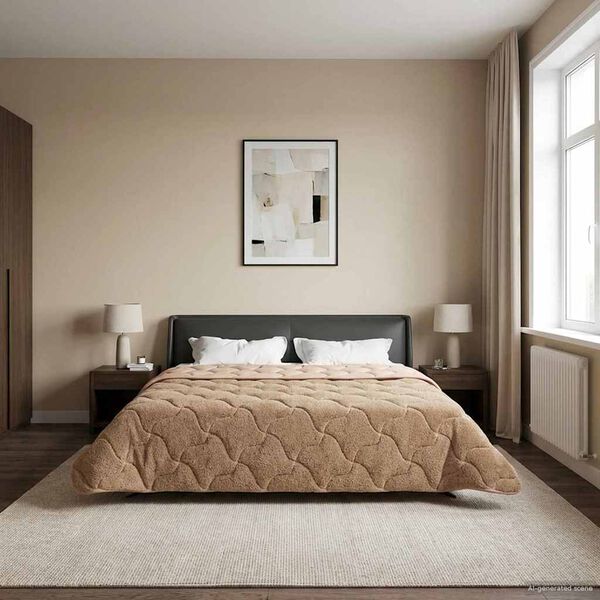vidaXL Summer Duvet Taupe 220 x 260 cm Microfiber and Teddy fleece