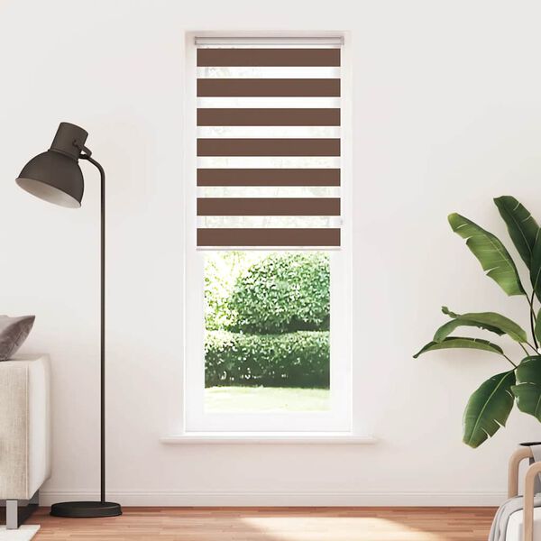 vidaXL Zebra Blind Brown 85x200 cm Fabric Width 80.9 cm Polyester