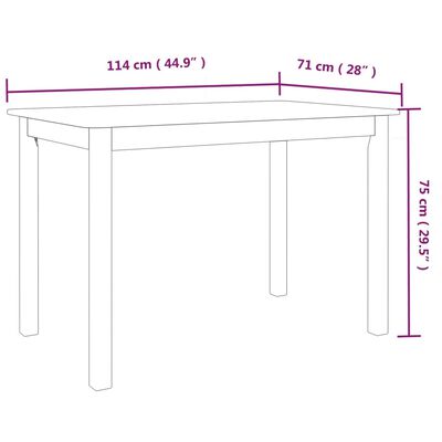 vidaXL Dining Table Black 114x71x75 cm Solid Rubber Wood