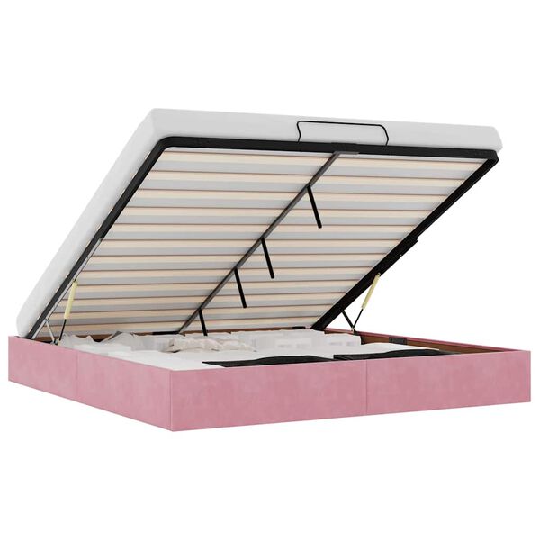 vidaXL Ottoman Bed Frame No Mattress Pink 200x200 cm Velvet