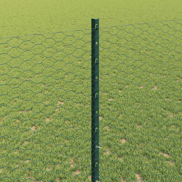 vidaXL Fence with Post Green 1.4 x 100 m Steel and PVC