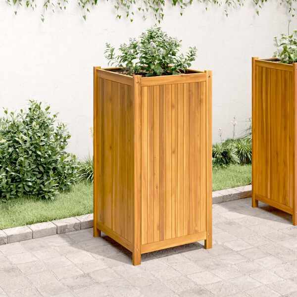 vidaXL Garden Planter with Liner 50x50x100 cm Solid Wood Acacia
