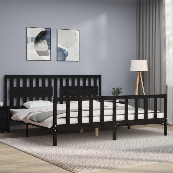 vidaXL Bed Frame without Mattress Black 200x200 cm Solid Wood Pine