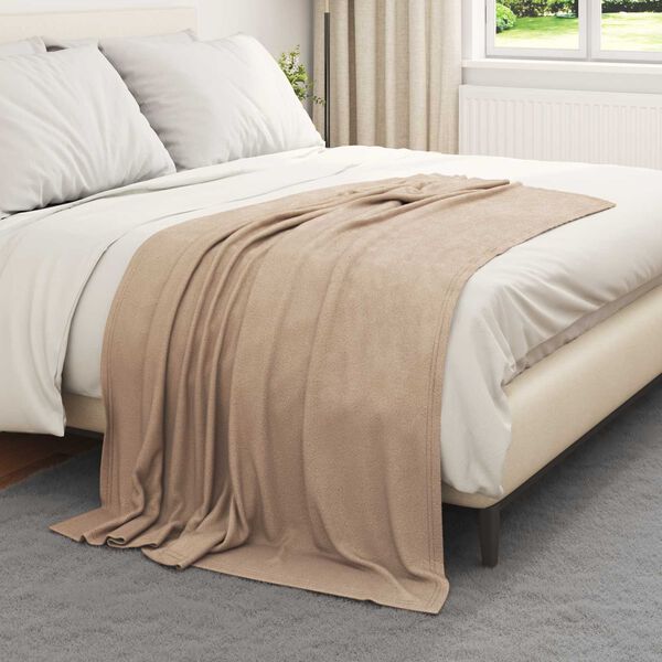 vidaXL Throw Blanket Camel 170 x 130 cm Fleece