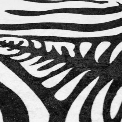 vidaXL Rug Black and White 120x170 cm Zebra Pattern Washable Anti Slip