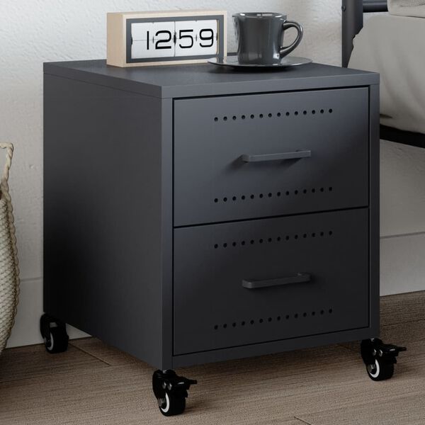vidaXL Bedside Cabinet Anthracite 36x39x43.5 cm Steel