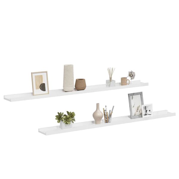 vidaXL Wall Shelves 2 pcs High Gloss White 115x9x3 cm
