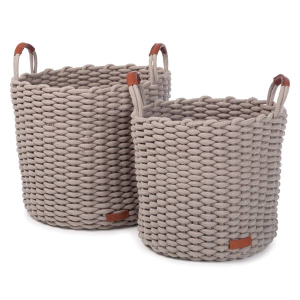 KidsDepot 2 Piece Basket Set Korbo L Cotton Grey