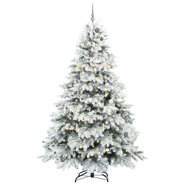 vidaXL Artificial Christmas Tree with 300 LEDs White 240 cm PE and PVC