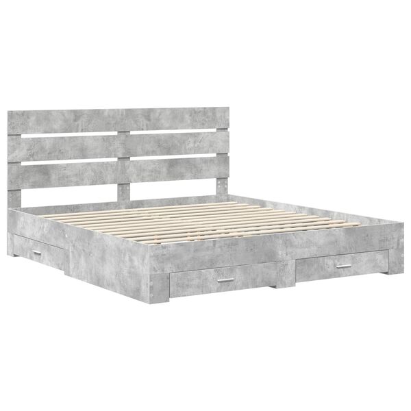 vidaXL Bed Frame Concrete Grey 200 x 200 cm Engineered Wood