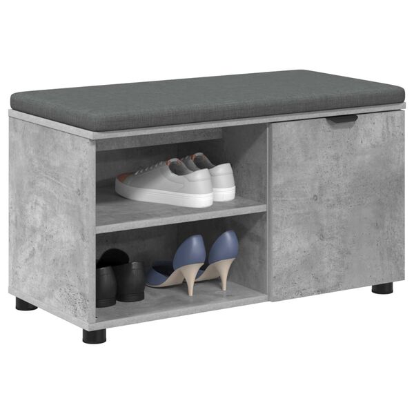 vidaXL Hall Bench with Cushion with Door Concrete Grey 80 x 38 x 46 cm