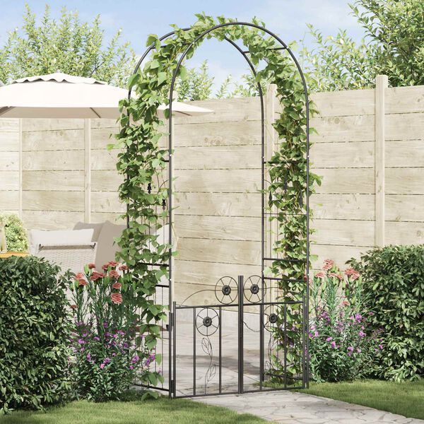 vidaXL Garden Arch with Lock Black 102 x 50 x 218 cm