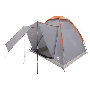 vidaXL Camping Tent 2-Person Grey and Orange Polyester and Steel