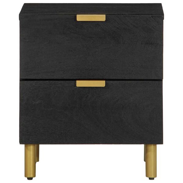 vidaXL Bedside Cabinet 2 pcs Black 40x33x46 cm Solid Wood Mango