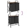 vidaXL Laundry Basket 2 Compartments with Wheels Smoked Oak