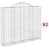 vidaXL Arched Gabion Baskets 2 pcs 200x30x160/180 cm Galvanised Iron