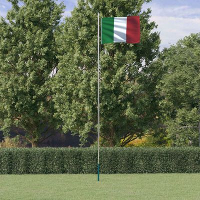 vidaXL Italy Flag and Pole 6.23 m Aluminium
